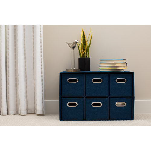 Inbox Zero Blush Linen Cube Organizer Shelf With 6 Storage Bins